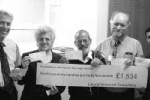Lib Dem Group with Large Cheque