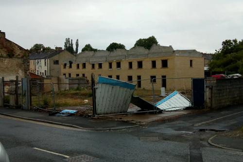 The partially completed flats on Clarence St